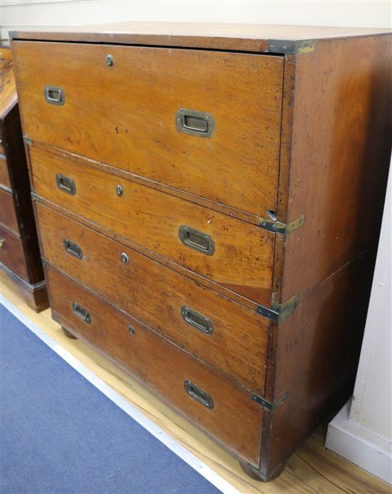 A Victorian mahogany campaign chest, W.99cm